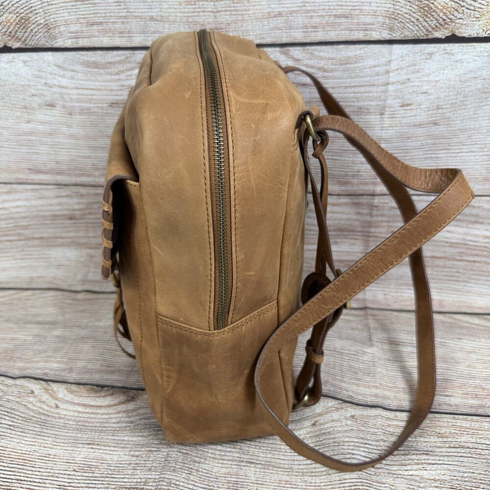 BORN Brown Leather Backpack Bag Distressed Bohemian Laser Cut Fringe Festival - Picture 5 of 16